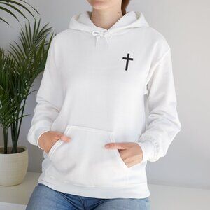 Cross and letter print drop shoulder Hoodie, Unisex Sweatshirt, Religious